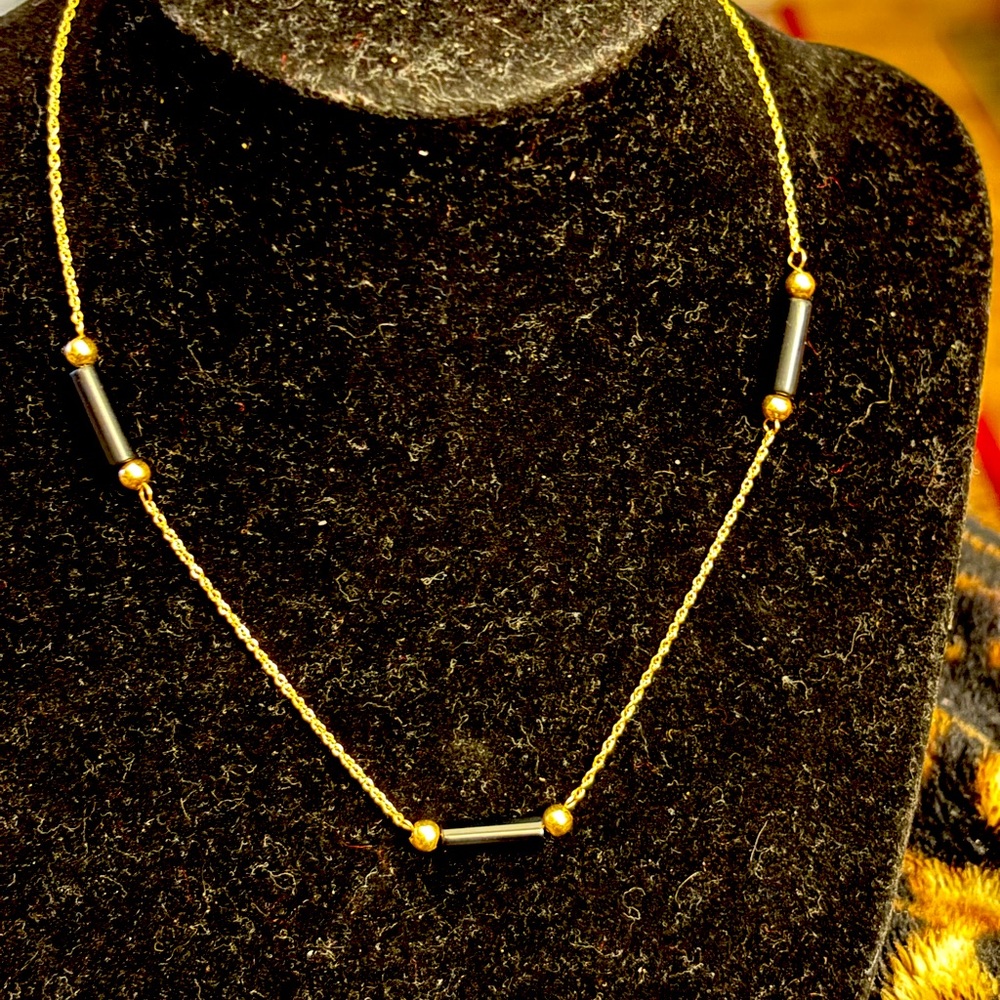 14k gold and onyx choker